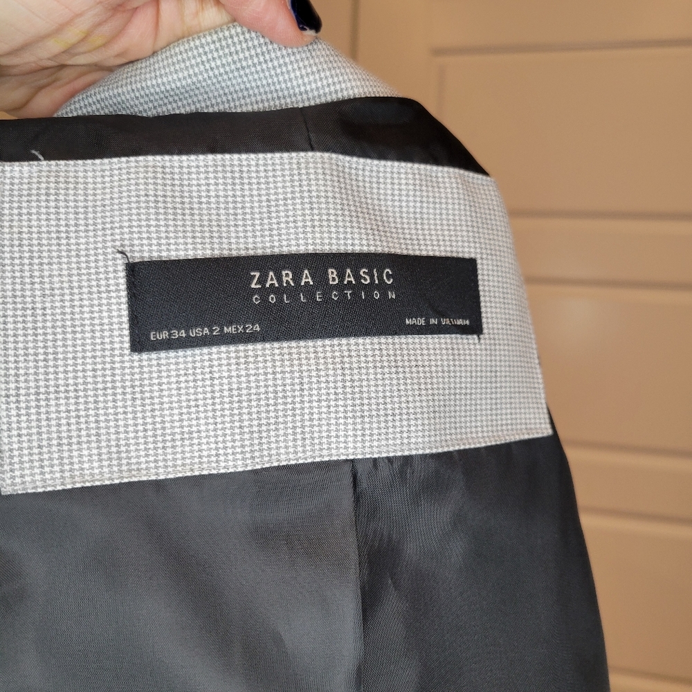 ZARA BASIC COLLECTION GRAY HOUNDSTOOTH BLAZER SIZ… - image 13